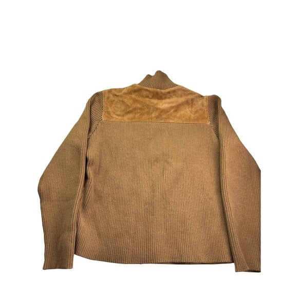 Covington Womens Brown Suede Leather Knit Wool Blend Jacket Elbow Patches Size L - Picture 4 of 5